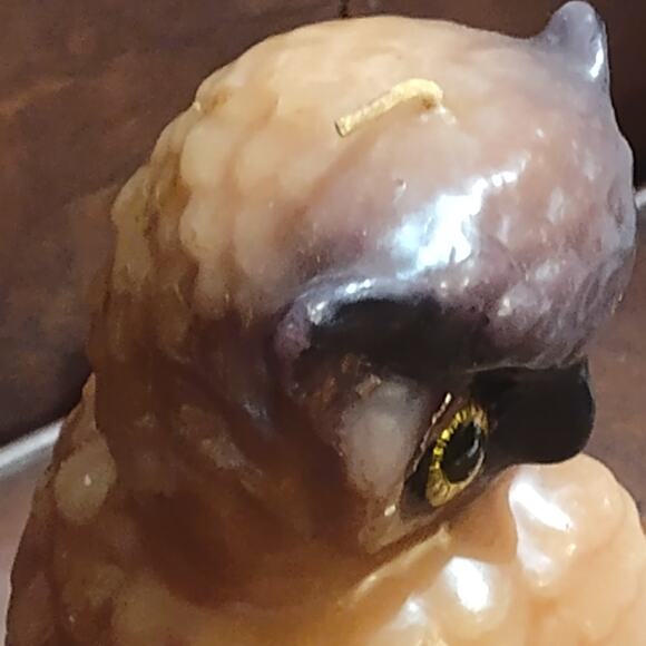 Vintage 1970s OWL Wax Candle UNUSED Sculpture Carved - Picture 4 of 6